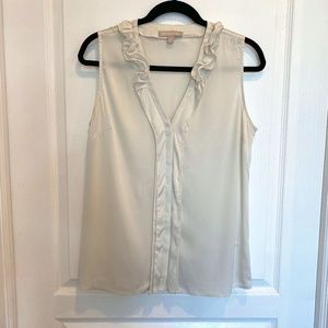 Banana Republic Women Sleeveless Work Blouse Button Up White Silk Size 6.